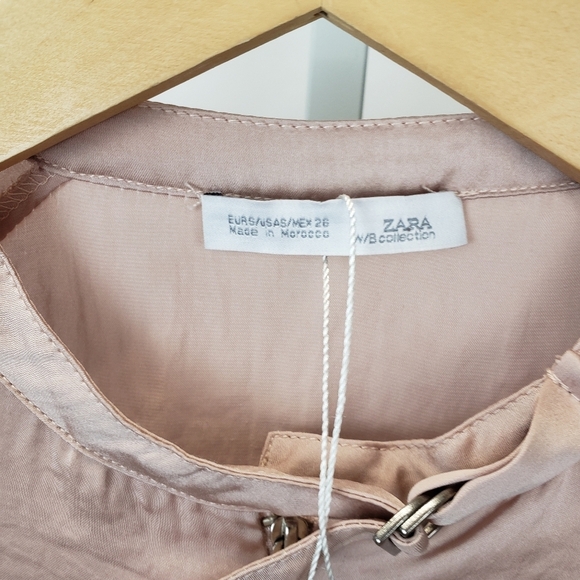 Zara Rose gold lightweight satin bomber jacket size small - Picture 6 of 12